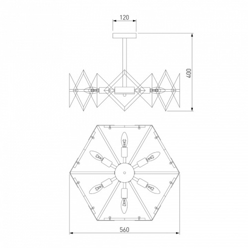 Люстра на штанге Eurosvet Origami 60121/6 латунь Smart в Белоярском фото 4
