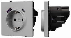 Розетка с заземлением и 2хUSB type A и C, без рамки Arlight SCT-NOBE 059445 в интернет-магазине "Галерея света"
