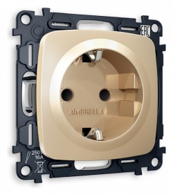 Розетка с заземлением и со шторкой, без рамки Ambrella Volt OMEGA MO607010 в интернет-магазине "Галерея света"