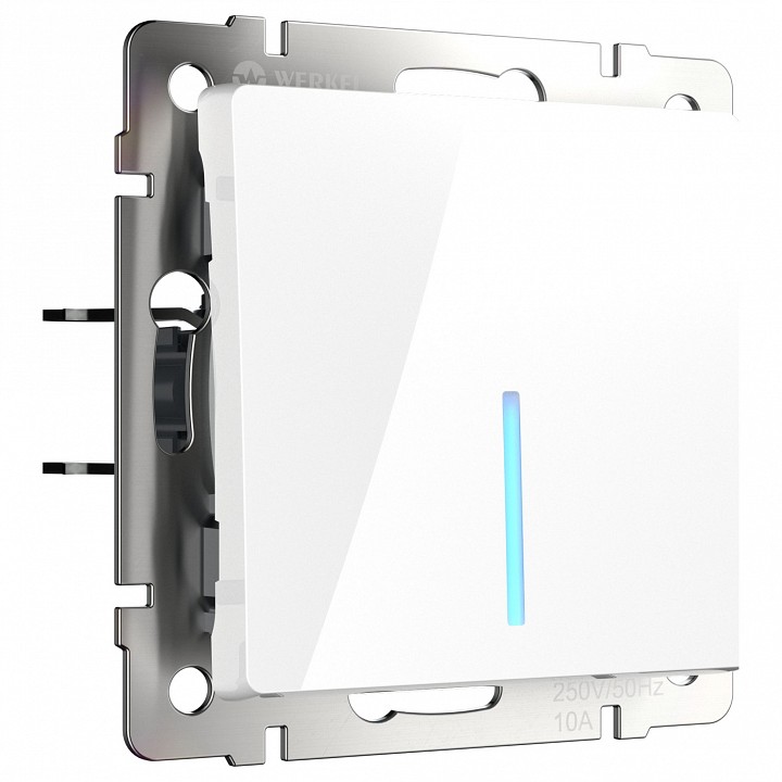 Выключатель проходной одноклавишный с подсветкой без рамки Werkel белый W1112101 в интернет-магазине "Галерея света"