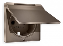 Накладка для розетки влагозащищенной с заземлением и со шторками с крышкой Ambrella Volt ALFA AP6380 в интернет-магазине "Галерея света"