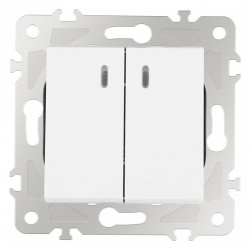 Выключатель двухклавишный с подсветкой без рамки Arte Milano 203 203.31-2.white в интернет-магазине "Галерея света"