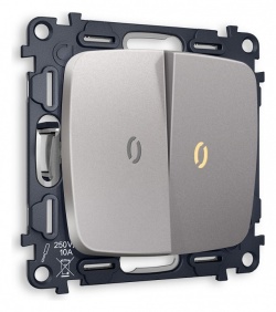 Выключатель проходной двухклавишный с подсветкой без рамки Ambrella Volt OMEGA MO504030 в интернет-магазине "Галерея света"