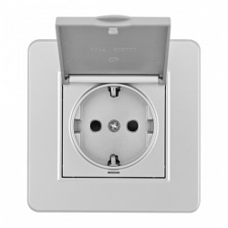 Розетка с заземлением и шторкой, с крышкой Arte Milano SET16-1 SET16-1-41-1 silver в интернет-магазине "Галерея света"