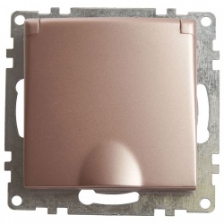 Розетка с заземлением и со шторкой, без рамки с крышкой Stekker Катрин 39594 в интернет-магазине "Галерея света"