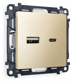 Розетка 2хUSB type A и C без рамки Ambrella Volt ALFA MA611010 в интернет-магазине "Галерея света"