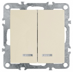 Выключатель двухклавишный с подсветкой без рамки Stekker Эрна 39321 в интернет-магазине "Галерея света"