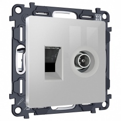 ТВ-розетка и розетка Ethernet RJ-45 без рамки Ambrella Volt ALFA MA412510 в интернет-магазине "Галерея света"