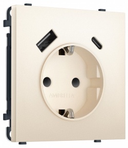 Розетка с заземлением и со шторкой и 2хUSB type A и C, без рамки Ambrella Volt MS MS250010 в интернет-магазине "Галерея света"
