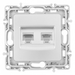 Розетка двойная RJ-11 и Ethernet RJ-45, без рамки Arte Milano am-217 217.44-1.silver в интернет-магазине "Галерея света"