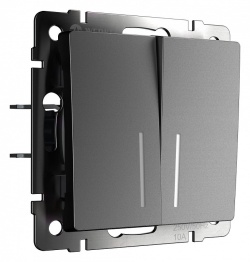 Выключатель проходной двухклавишный с подсветкой без рамки Werkel графит матовый W1122164 в интернет-магазине "Галерея света"