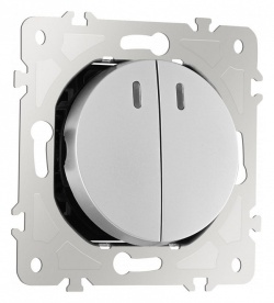 Выключатель двухклавишный с подсветкой без рамки Arte Milano 202 202.31-2.silver в интернет-магазине "Галерея света"