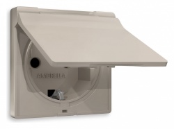 Накладка для розетки влагозащищенной с заземлением и со шторками с крышкой Ambrella Volt ALFA AP3680 в интернет-магазине "Галерея света"