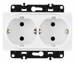 Розетка двойная с заземлением, без рамки Arte Milano am-217 217.40-2.white в интернет-магазине "Галерея света"