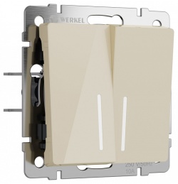 Выключатель проходной двухклавишный с подсветкой без рамки Werkel айвори акрил W1122143 в интернет-магазине "Галерея света"