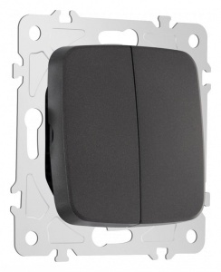 Выключатель проходной двухклавишный без рамки Arte Milano 205 205.32-2.black в интернет-магазине "Галерея света"