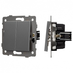 Выключатель проходной двухклавишный без рамки Arlight SWT 049894 в интернет-магазине "Галерея света"