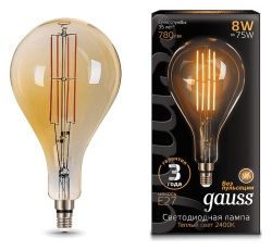 Лампа светодиодная Gauss LED Vintage Filament E27 8Вт 2400K 149802008 в интернет-магазине "Галерея света"
