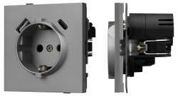 Розетка 2хUSB type A и C без рамки Arlight SCT-TENDO 054088 в интернет-магазине "Галерея света"