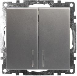 Выключатель двухклавишный с подсветкой без рамки Stekker Катрин 39579 в интернет-магазине "Галерея света"