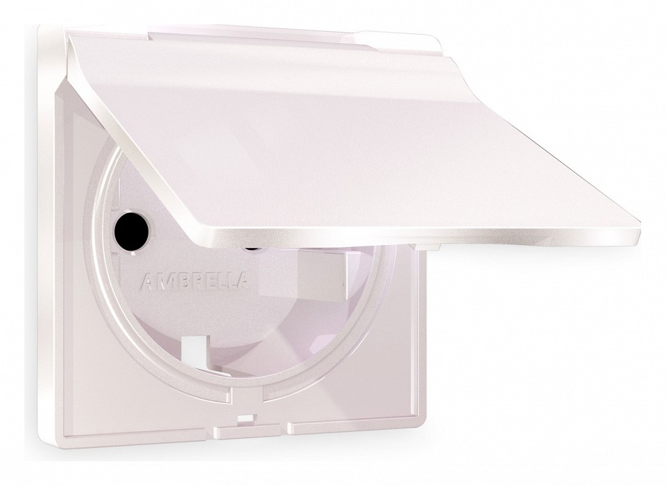 Накладка для розетки влагозащищенной с заземлением и со шторками с крышкой Ambrella Volt ALFA AP2080 в интернет-магазине "Галерея света"