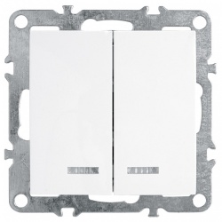 Выключатель двухклавишный с подсветкой без рамки Stekker Эрна 39310 в интернет-магазине "Галерея света"