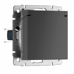 Розетка с заземлением и со шторкой, без рамки с крышкой Werkel графит матовый W1171264 в интернет-магазине "Галерея света"