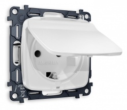 Розетка влагозащищенная с заземлением и со шторкой, без рамки с крышкой Ambrella Volt OMEGA MO128010 в интернет-магазине "Галерея света"