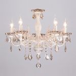 Подвесная люстра Eurosvet Elisha 3281/5 белый с золотом/тонированный хрусталь Strotskis в интернет-магазине "Галерея света"