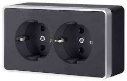 Розетка двойная с заземлением Werkel Gallant (черный с серебром) W5072134 в интернет-магазине "Галерея света"