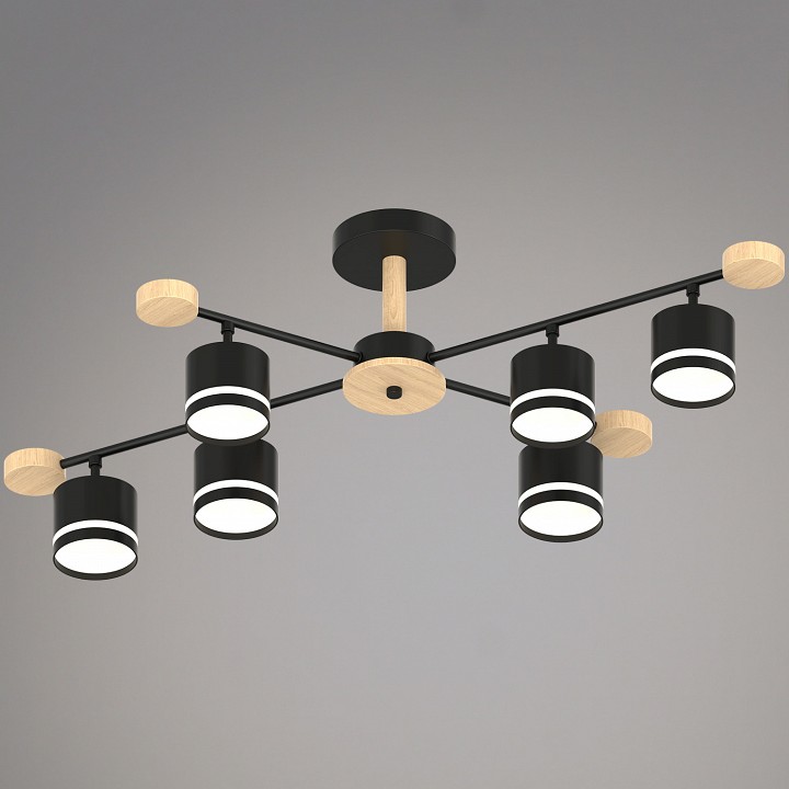 Люстра на штанге 78730-0.3-06 GX53 BK+WOOD в интернет-магазине "Галерея света"