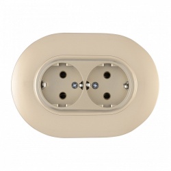 Розетка двойная с заземлением и со шторкой Arte Milano SET08-2 SET08-double-40-2 shampan в интернет-магазине "Галерея света"