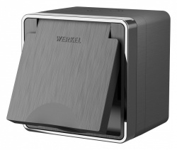 Розетка влагозащищенная с заземлением и со шторками с крышкой Werkel Gallant (графит рифленый) W5071204 в интернет-магазине "Галерея света"