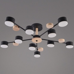 Люстра на штанге 03758 03758-0.3-10 BK+WOOD GX53 в интернет-магазине "Галерея света"