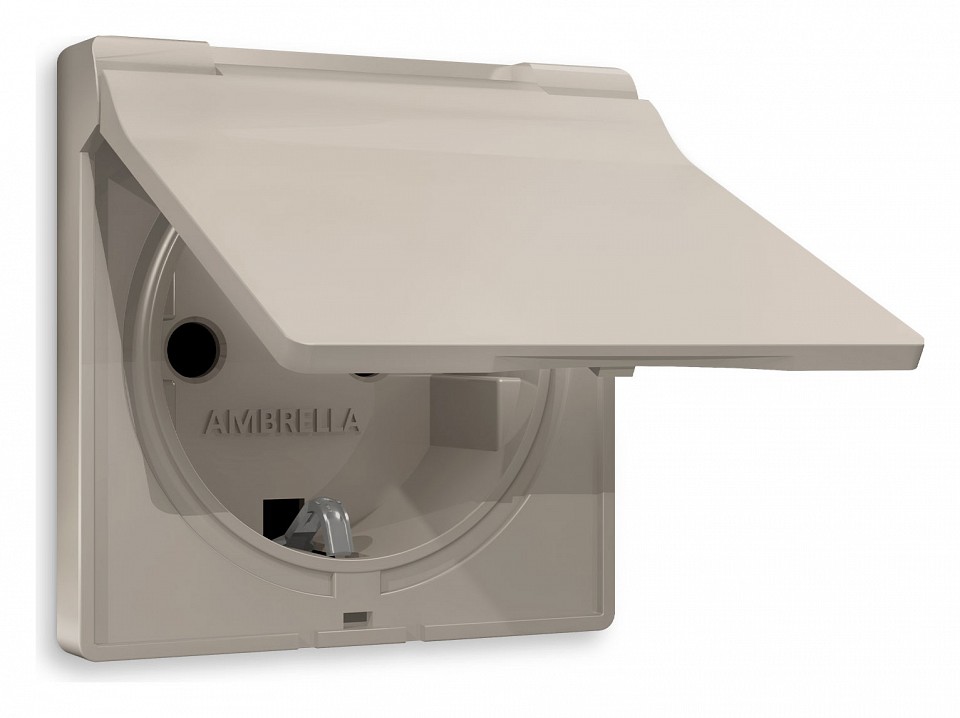 Накладка для розетки влагозащищенной с заземлением и со шторками с крышкой Ambrella Volt ALFA AP3680 в интернет-магазине "Галерея света"