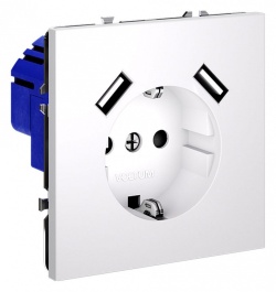 Розетка с заземлением и со шторкой и 2хUSB type A, без рамки Voltum S70 VLS040402 в интернет-магазине "Галерея света"