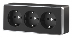 Розетка тройная с заземлением Werkel Gallant (черный/хром) W5073135 в интернет-магазине "Галерея света"
