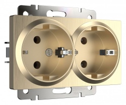 Розетка двойная с заземлением, без рамки Werkel шампань рифленый W1172010 в интернет-магазине "Галерея света"