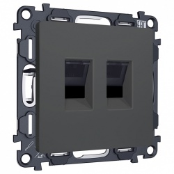 Розетка двойная Ethernet RJ-45 и со шторками, без рамки Ambrella Volt ALFA MA912110 в интернет-магазине "Галерея света"