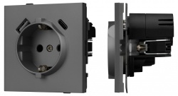 Розетка 2хUSB type A и C без рамки Arlight SCT-TENDO 054609 в интернет-магазине "Галерея света"