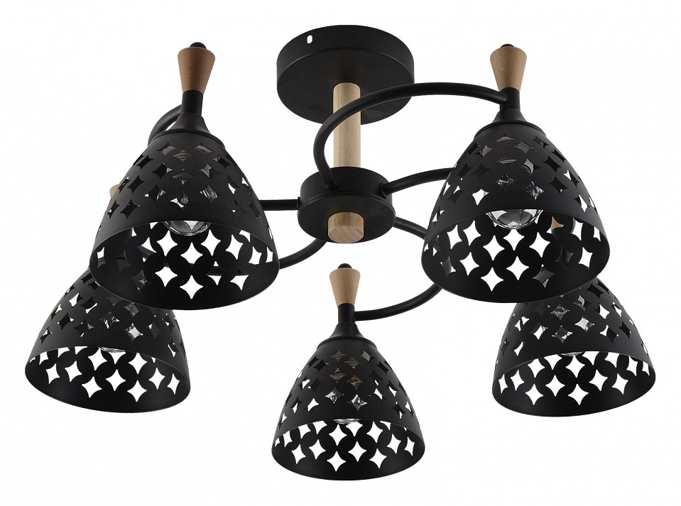 Люстра на штанге 01515-0.3-05 BK+WOOD в интернет-магазине "Галерея света"