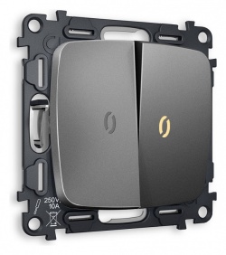 Выключатель проходной двухклавишный с подсветкой без рамки Ambrella Volt OMEGA MO654030 в интернет-магазине "Галерея света"