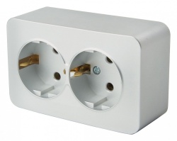 Розетка двойная с заземлением Stekker София 49328 в интернет-магазине "Галерея света"