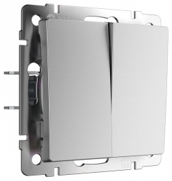 Выключатель перекрестный двухклавишный без рамки Werkel серебряный матовый W1123065 в интернет-магазине "Галерея света"