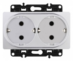 Розетка двойная с заземлением, без рамки Arte Milano am-217 217.40-2.silver в интернет-магазине "Галерея света"
