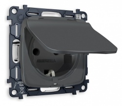 Розетка влагозащищенная с заземлением и со шторкой, без рамки с крышкой Ambrella Volt OMEGA MO908010 в интернет-магазине "Галерея света"