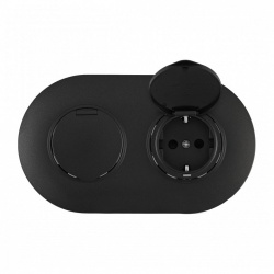 Розетка с заземлением и шторкой, с крышкой Arte Milano SET08-2 SET08-2-41-1x2 black в интернет-магазине "Галерея света"
