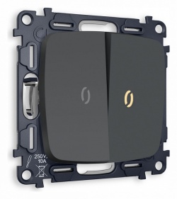 Выключатель проходной двухклавишный с подсветкой без рамки Ambrella Volt OMEGA MO904030 в интернет-магазине "Галерея света"