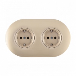 Розетка с заземлением и со шторкой Arte Milano SET08-2 SET08-2-40-1x2 shampan в интернет-магазине "Галерея света"