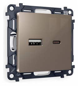 Розетка 2хUSB type A и C без рамки Ambrella Volt ALFA MA641010 в интернет-магазине "Галерея света"